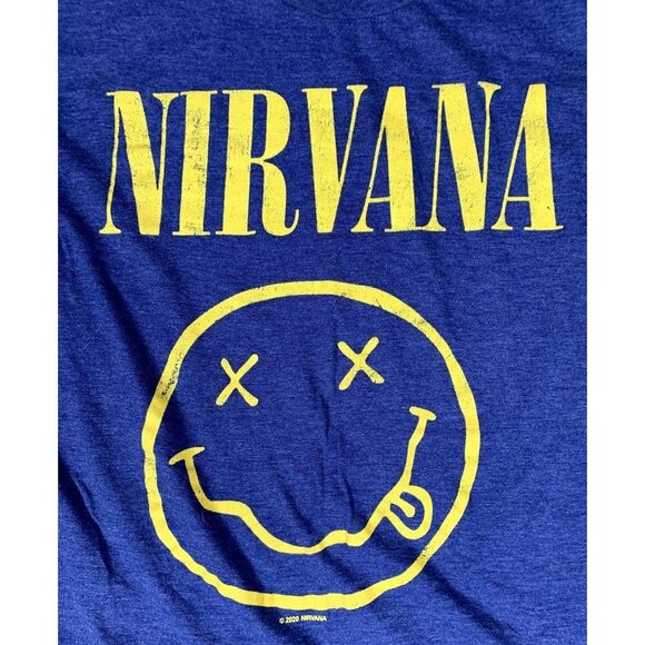 Nirvana Smiley Face Blue T-Shirt Size Medium - Picture 4 of 4